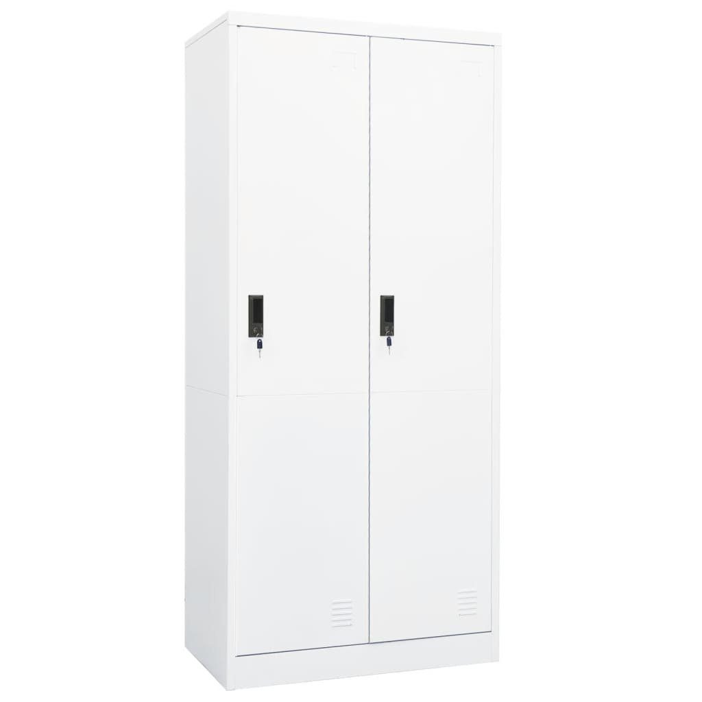 möbelando Spind 3006982 (LxBxH: 50x80x180 cm) aus Stahl in Weiß mit 2 Türen