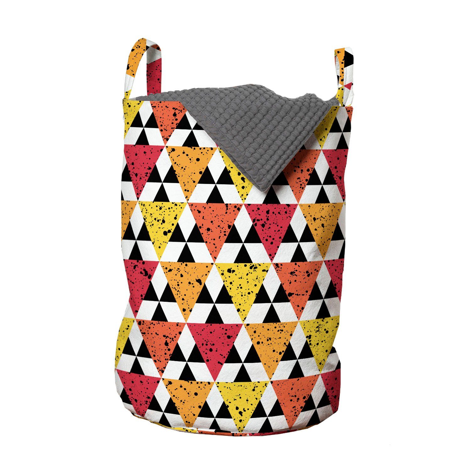 Abakuhaus Wäschesäckchen Wäschekorb mit Griffen Kordelzugverschluss für Waschsalons, Geometrisch Grunge Triangles Spritzer