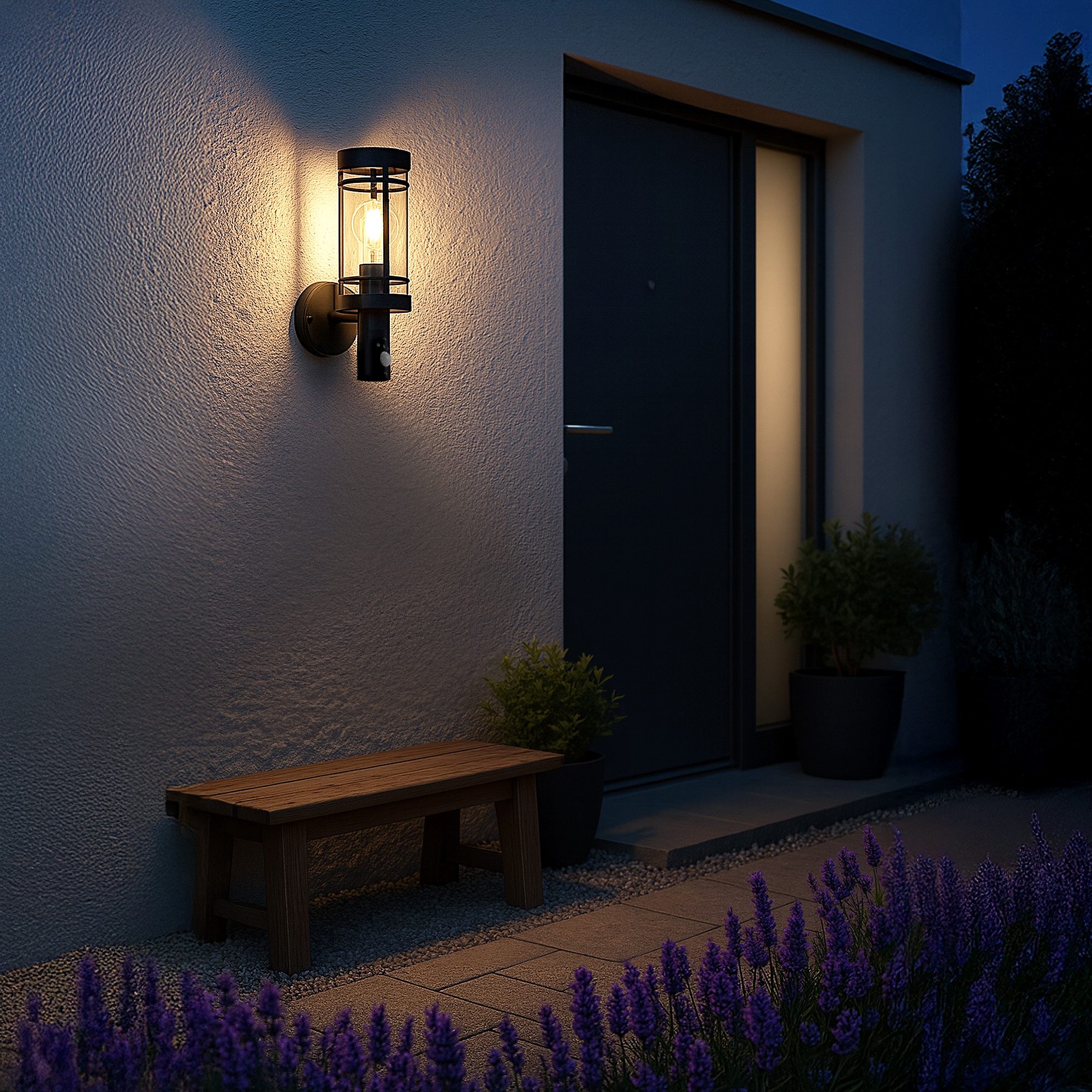 SSC-LUXon LED Außen-Wandleuchte MOVI Außenleuchte mit Bewegungsmelder IP44 LED Glühbirne 4W warmweiß, Warmweiß – Bild 4 von 5