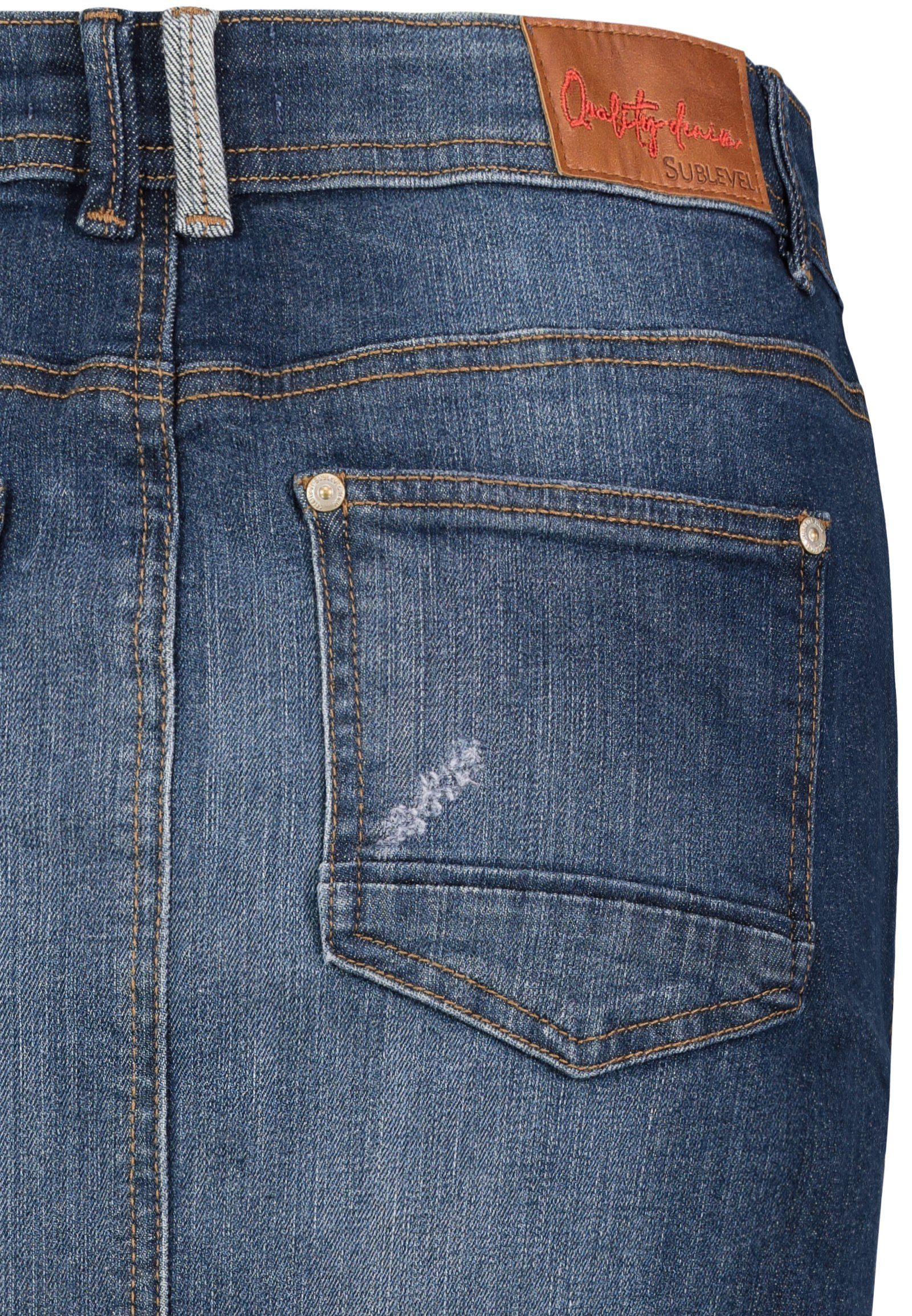 SUBLEVEL Jeansrock Damen Jeans rock Rock Minirock Denim Stretch Vintage Used-Look