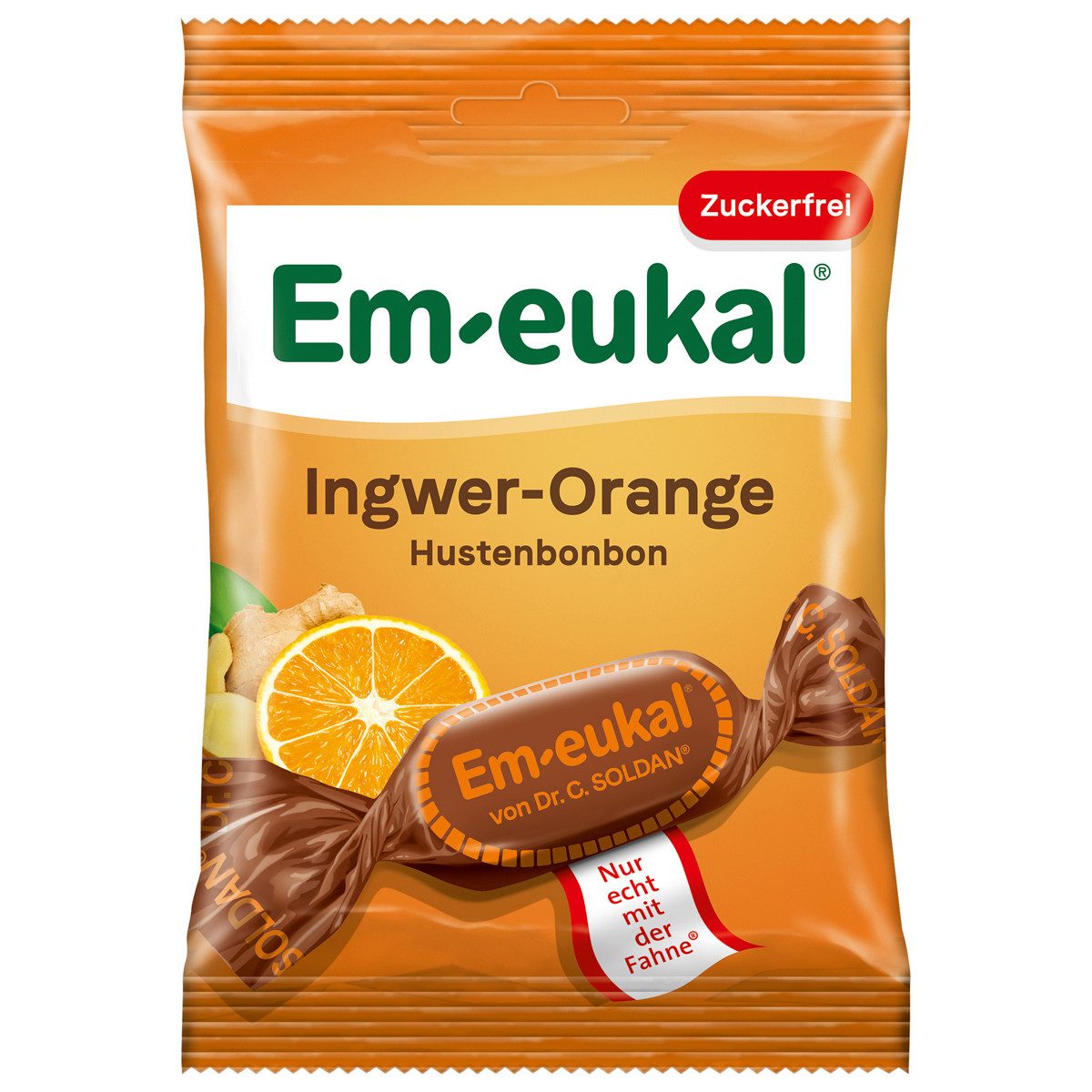 Em-eukal Süßigkeit, Em eukal Hustenbonbons Ingwer Orange einzeln gewickelt zuckerfrei 75g