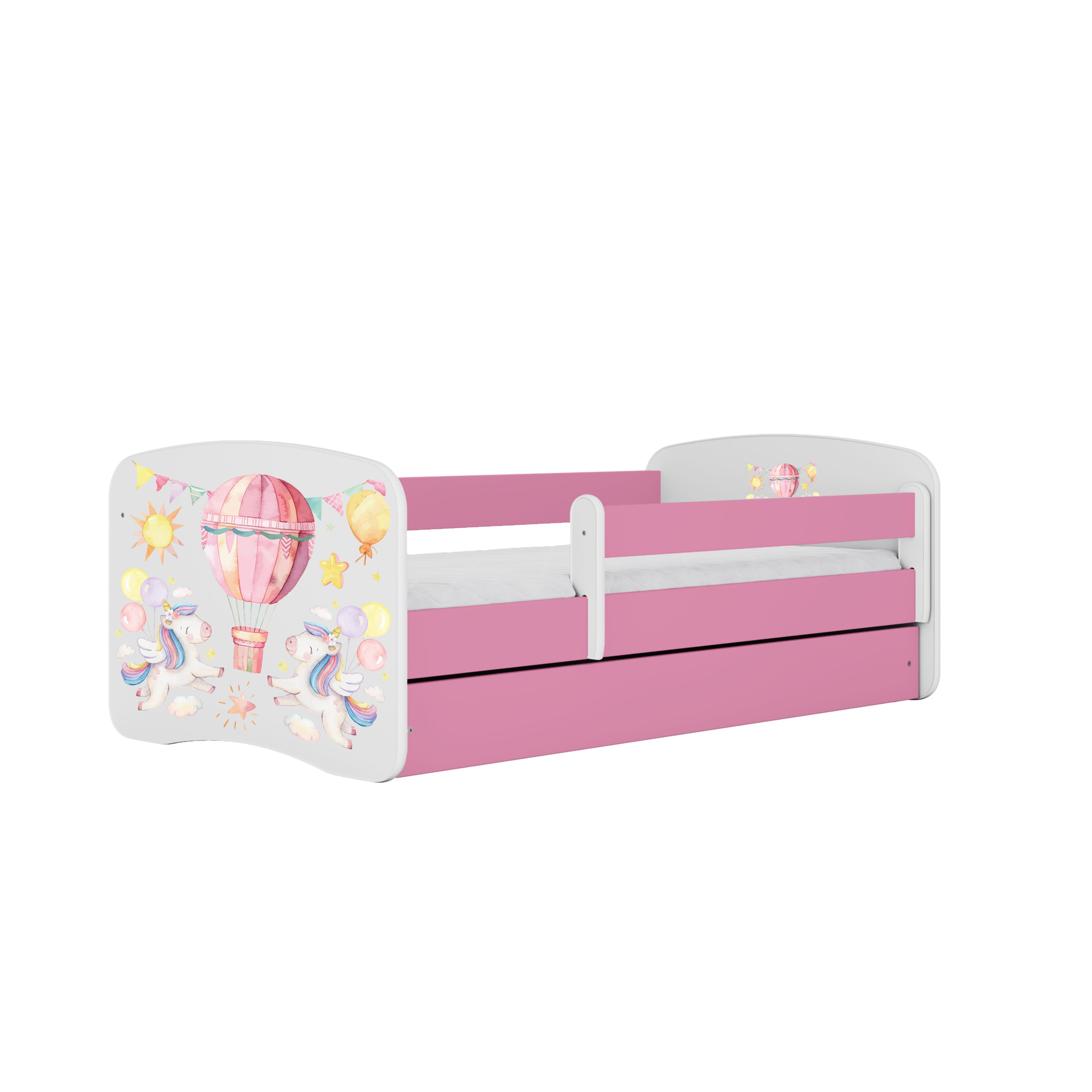 Raumhirsch Furniture Kinderbett 70x140, 80x160, 80x180 cm - Komplettset mit Matratze & Schublade (Bett für Mädchen, Einzelbett Kinder 2–12, mit Rausfallschutz & Lattenrost), verschiedene Farben & Designs