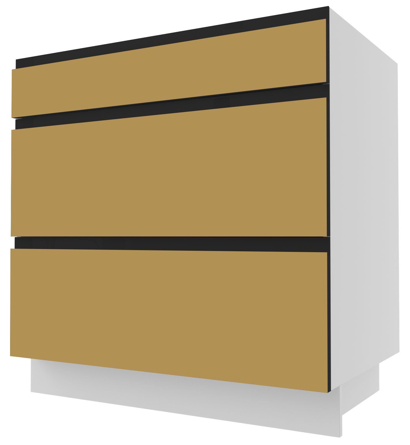 Schubladen 80cm (Vollauszug) wählbar 3 Korpusfarbe Front- grifflos Feldmann-Wohnen gold matt Velden super Unterschrank &