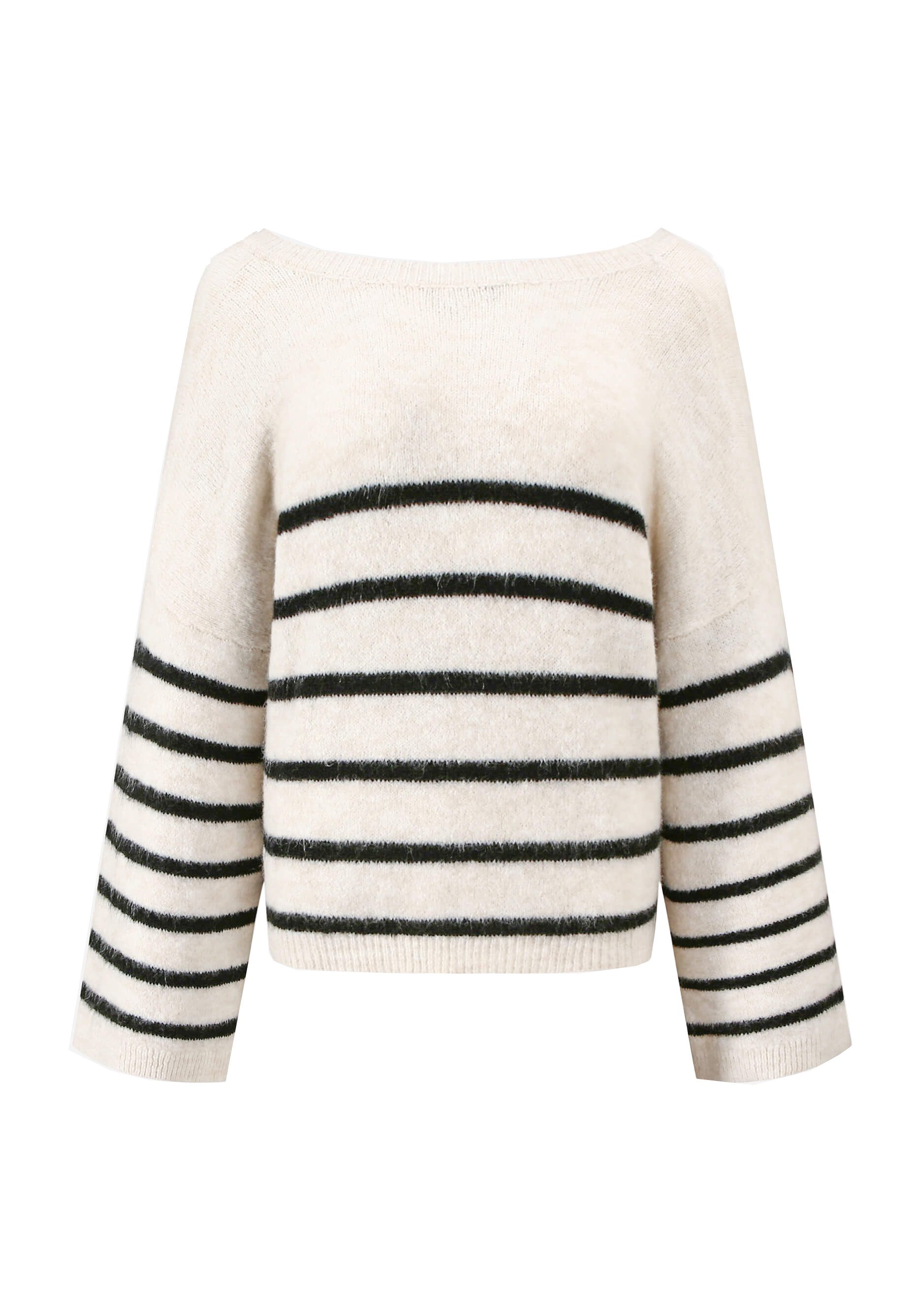 SASSYCLASSY Strickpullover Rückenfrei Strickpullover mit Streifenmuster günstig online kaufen