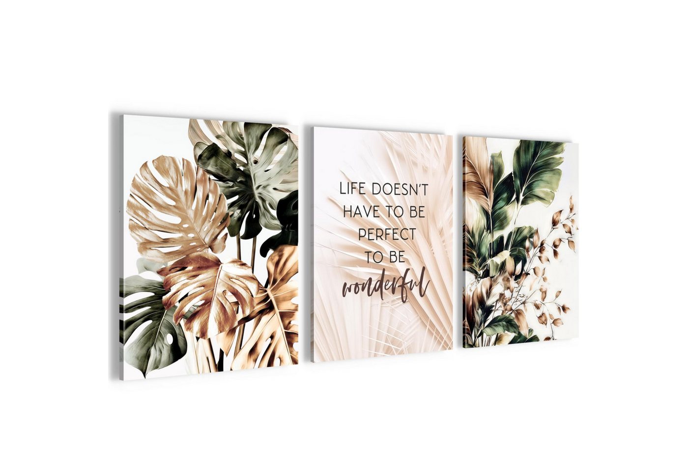 Novart Wandbild Boho Abstrakt Wohnzimmer Schlafzimmer Dekoration Kunstdruck, Blätter