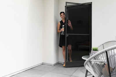 SCHELLENBERG Insektenschutz-Tür Fliegengitter für Balkontür Premium, Insektenschutz-Tür mit Aluminiumrahmen, 100 x 215 cm, anthrazit, 70094