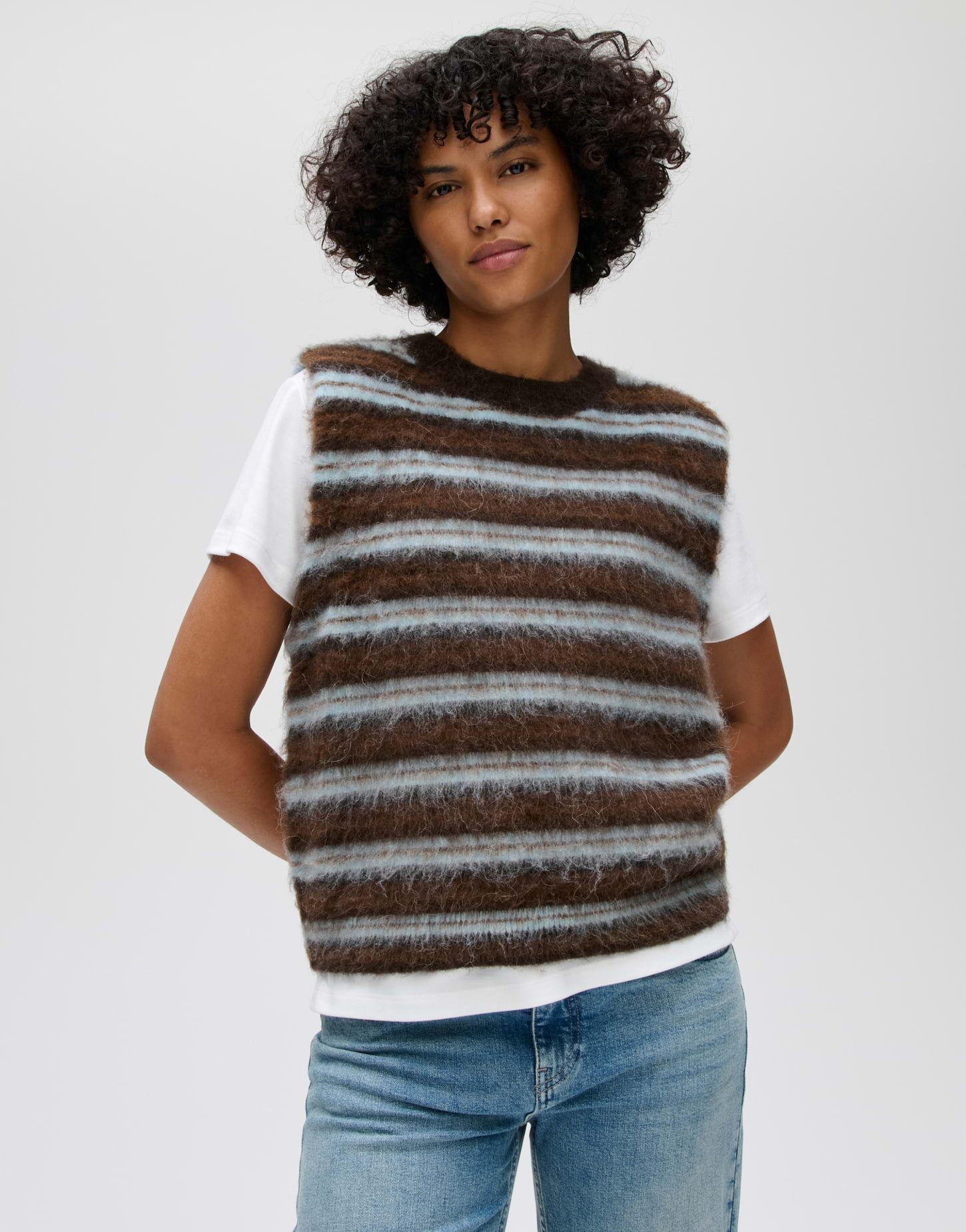 OPUS Pullunder Plema aus weichem Strick Schmale Silhouette mit kontrastfarbenen Strickbündchen