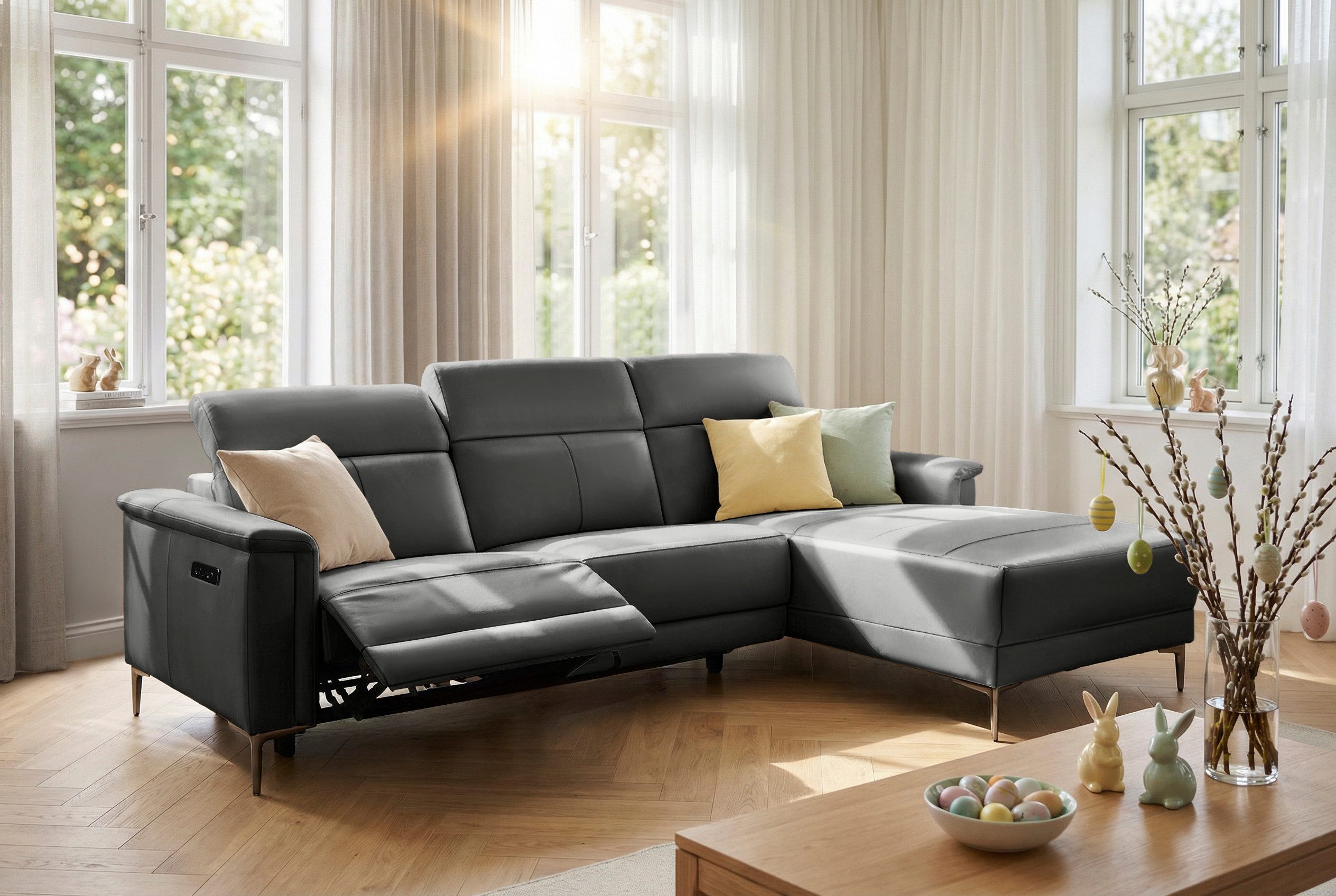 OTTO home Ecksofa LUND, L-Form, 261cm, man. o. elektr. Relaxfunktion (mit USB-A), und Kopfteilverstellung