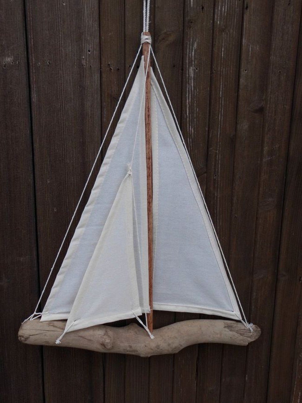 Deko-Impression Wanddekoobjekt Treibholz Segelboot Segelschiff z. Hängen. Maritimes Deko-Objekt 47cm (1 St)