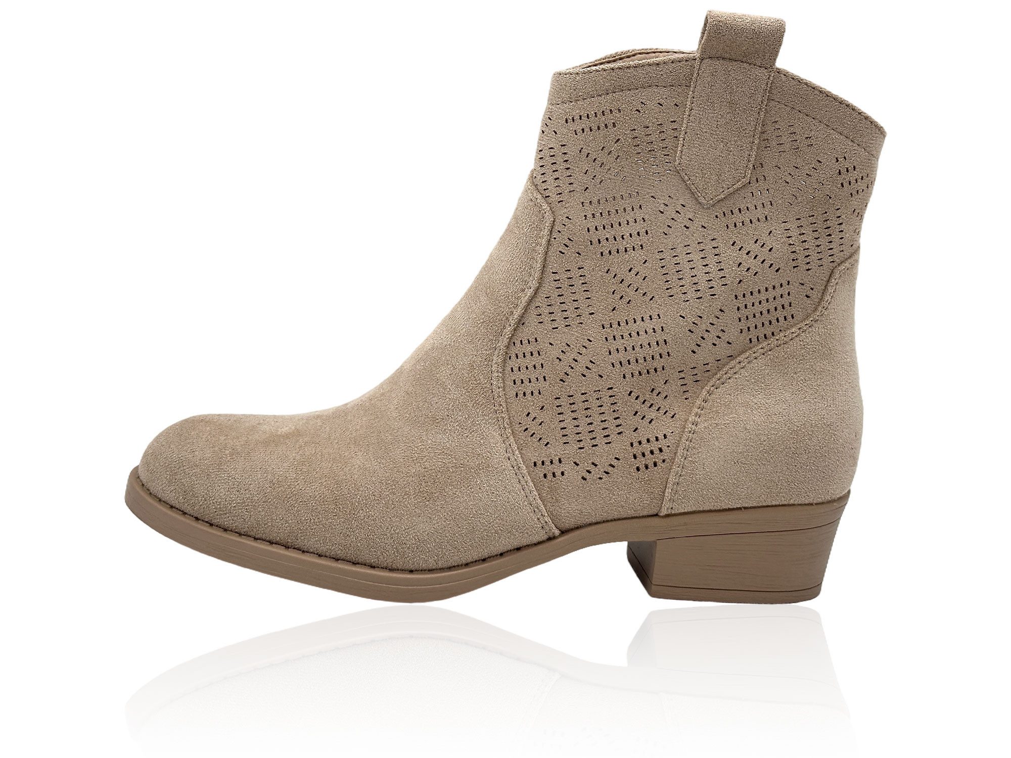 Nowaland Damen Western Stiefelette mit Lochmuster Stiefelette Modische Stiefelette im modernen Western-Look