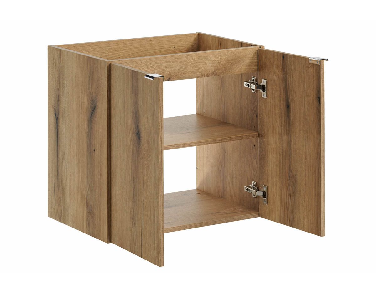 Thumbnail - einfachgutemoebel Waschtisch-Set Bad Waschplatz ILUNA Oak 60cm Türen, zum Unterbau, eiche, (Badmöbel Set, 1-St., Waschti...