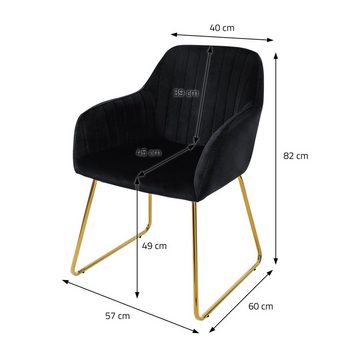 ML-DESIGN Stuhl Esszimmerstühle Wohnzimmerstuhl Küchenstuhl Polsterstuhl, 6er Set aus Samt Schwarz Gold Beine mit Metallgestell Ergonomisch