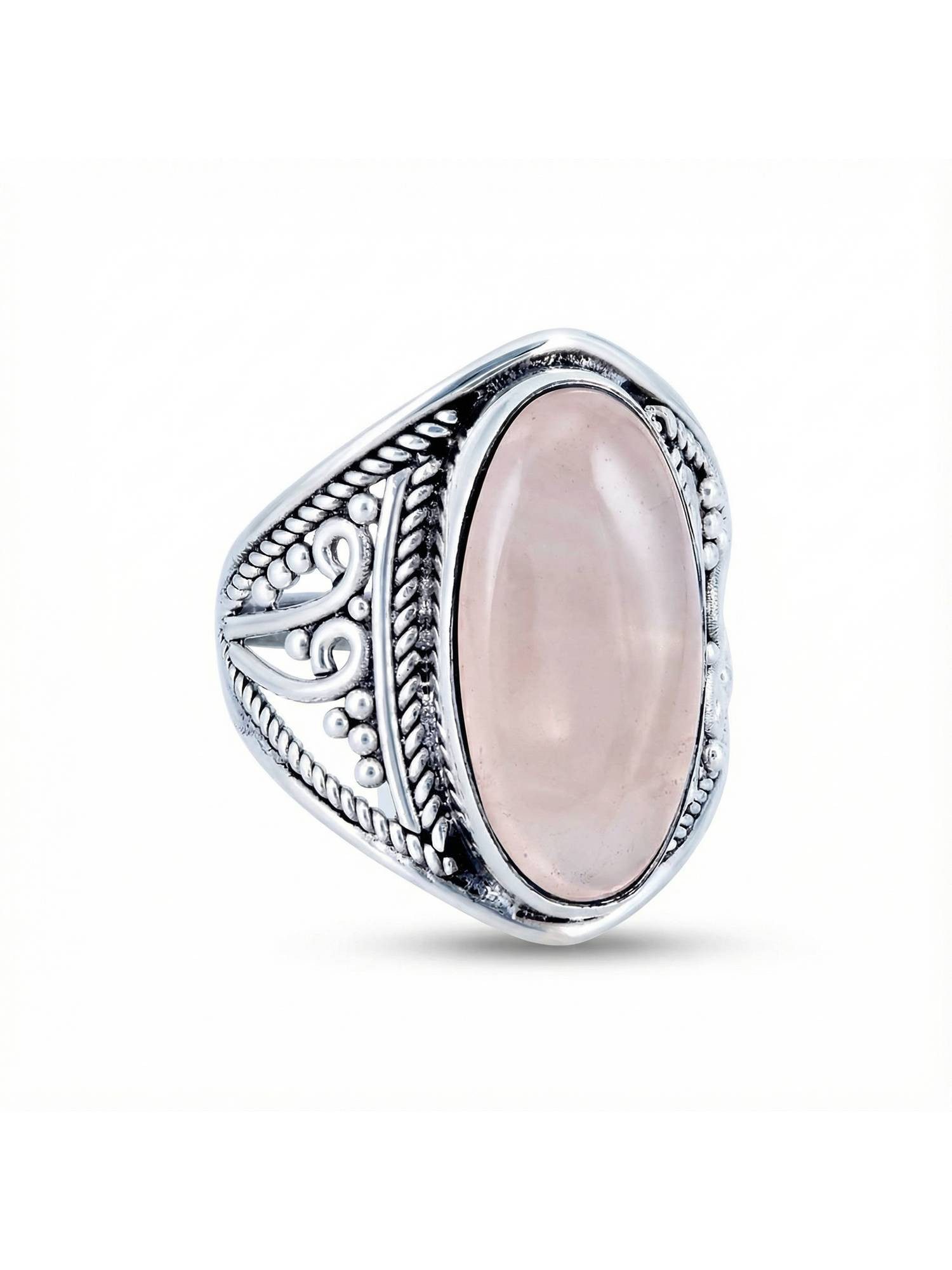 mantraroma Silberring DAHAB oval groß aus 925 Silber mit Rosenquarz (Ring m günstig online kaufen