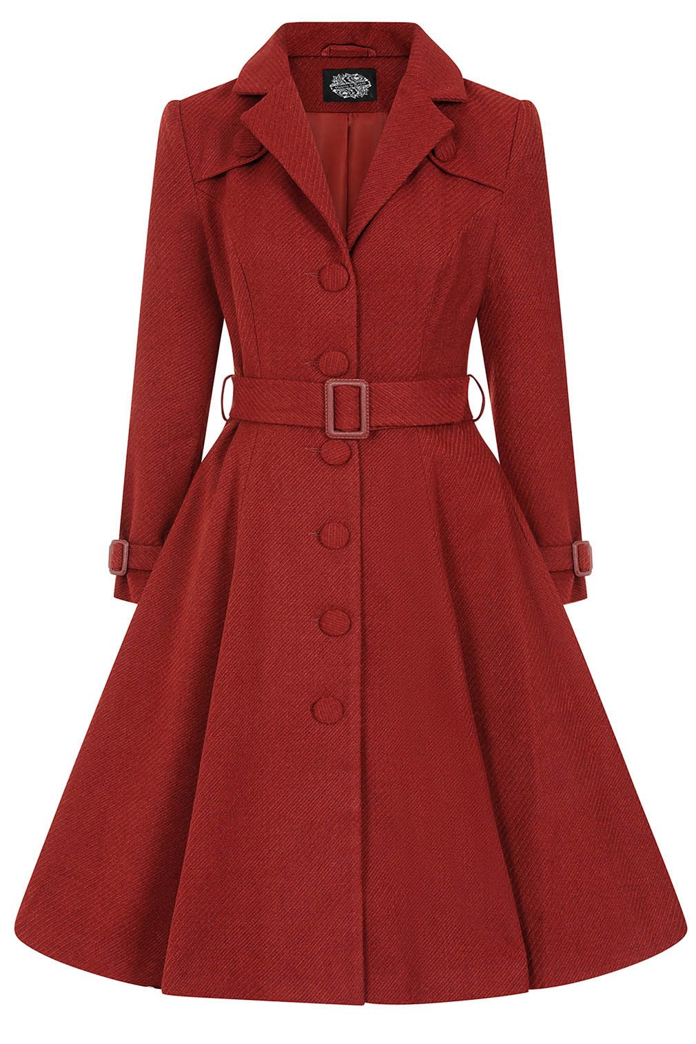 Hearts & Roses London Langmantel Isabella Swing Coat Terracotta Rot Rockabi günstig online kaufen