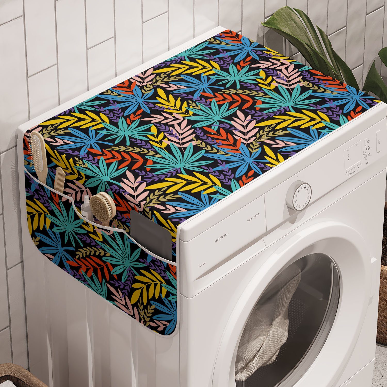 Abakuhaus Badorganizer und Blätter Creative-Spread-Layout-Art für Trockner, Anti-Rutsch-Stoffabdeckung Waschmaschine