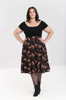 Hell Bunny A-Linien-Rock Orla Vintage Skirt Retro Bundfalten Floral Print