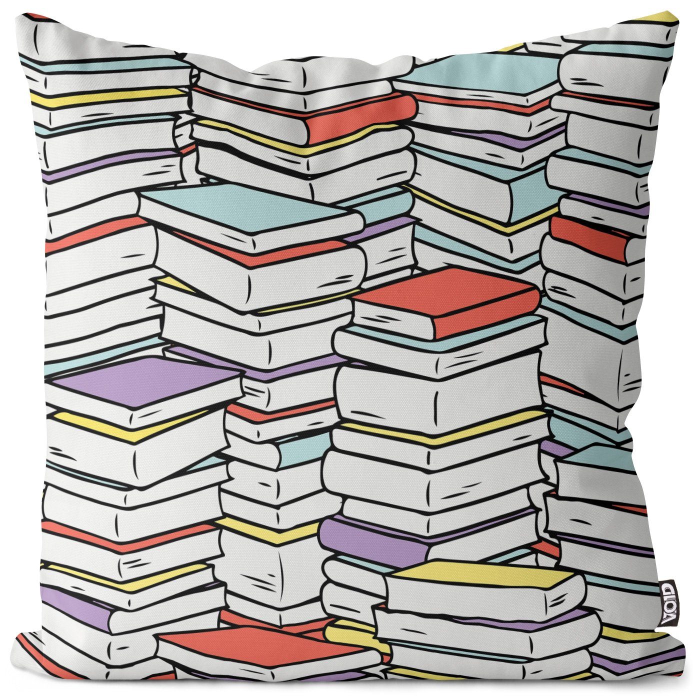 Kissenbezug, VOID (1 Stück), Sofa-Kissen Buch Bücher Bibliothek Schreibwaren Wohnzimmer Lesen Roman Geschichten Papier Muster Druck