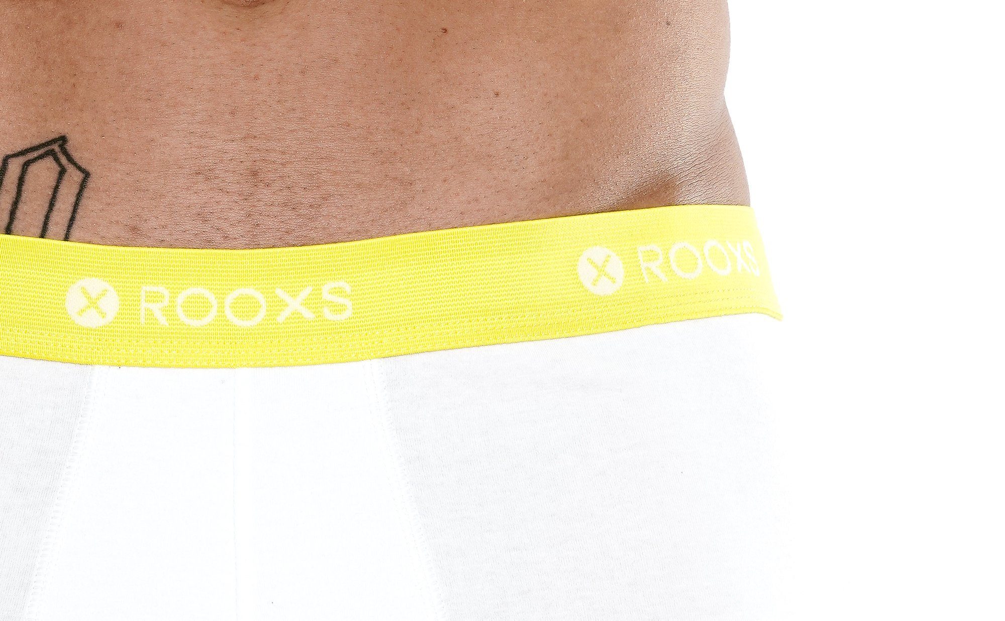 ROOXS Boxershorts Enge Baumwolle Gelb 05 Unterhosen Retroshorts - Weiß Herren Männer (3-St)