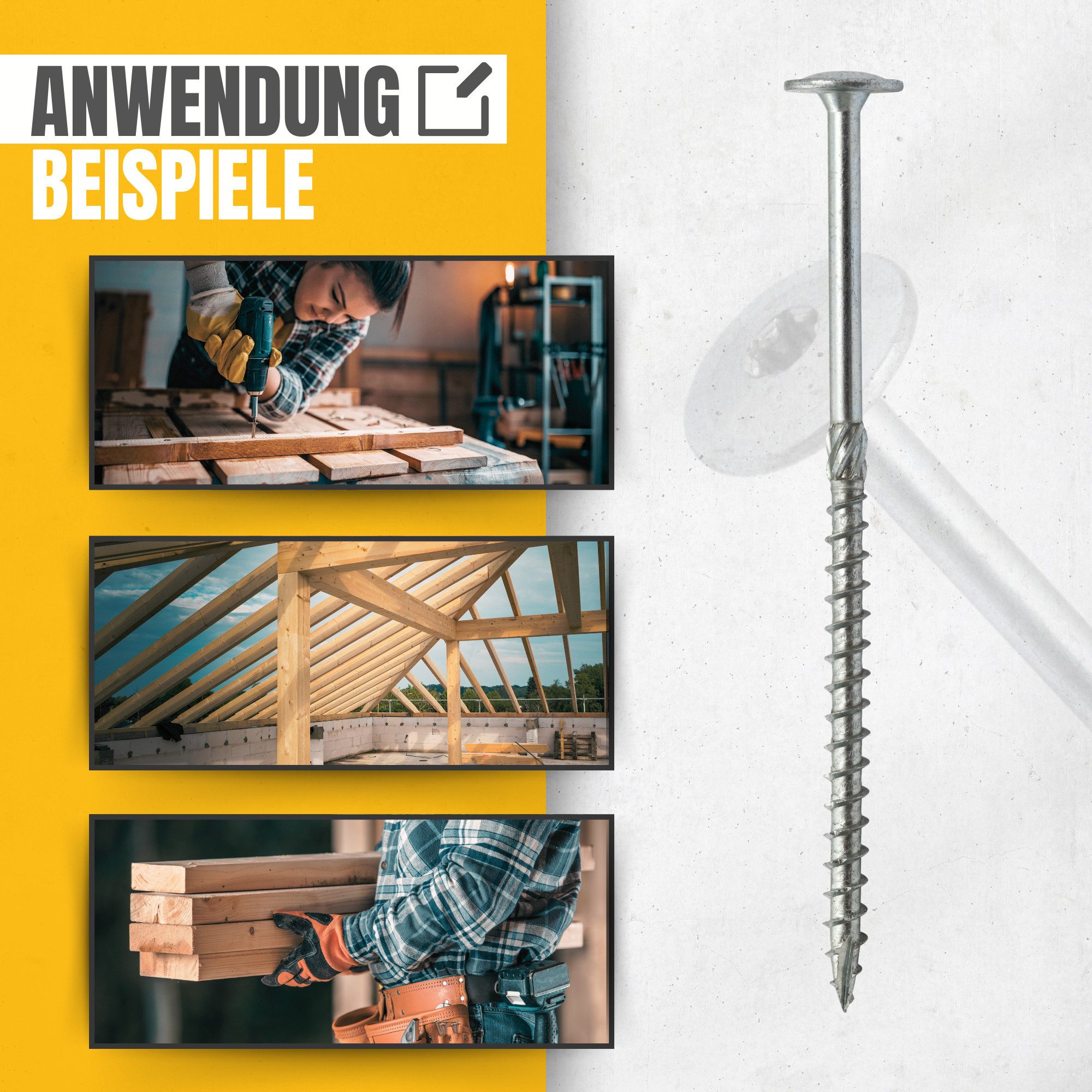 STRÜBER Holzbauschraube Tellerkopfschrauben Holzschrauben Konstruktionsschraube – Bild 4 von 5