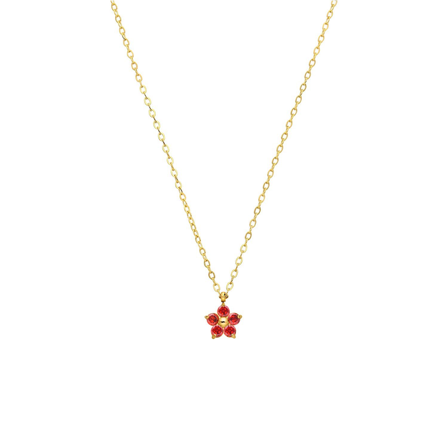 LUCARDI Kette mit Anhänger Halskette - Stahl - Gold - Zirkonia - Damen