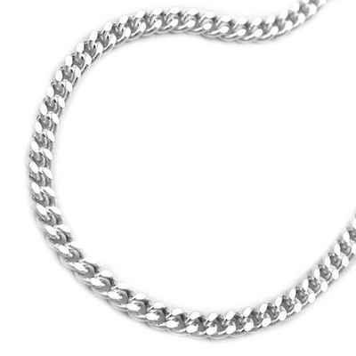 unbespielt Silberkette Halskette Silberkette Flachpanzerkette 2 x diamantiert 925 Silber 60 cm x 2mm inklusive Schmuckbox, Silberschmuck für Damen und Herren