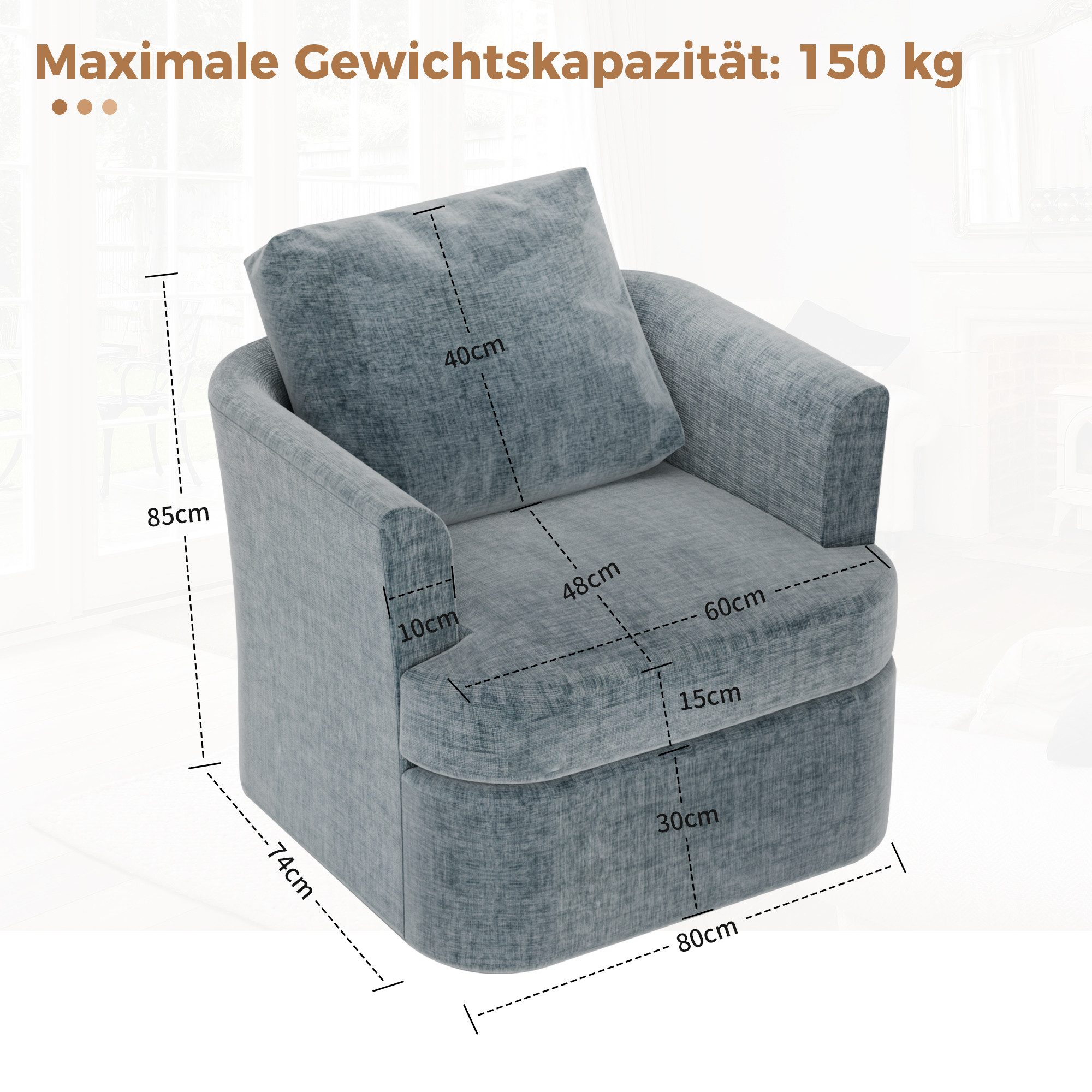 FiveWillowise Drehsessel Relaxsessel mit Armlehnen & günstig online kaufen