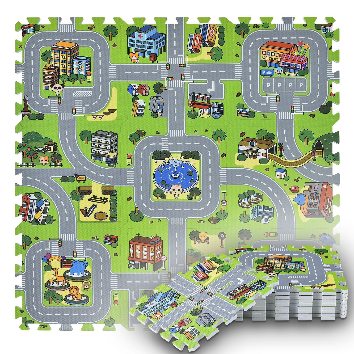 Juskys Puzzlematte Jascha, Straßenteppich, Stadt mit günstig online kaufen