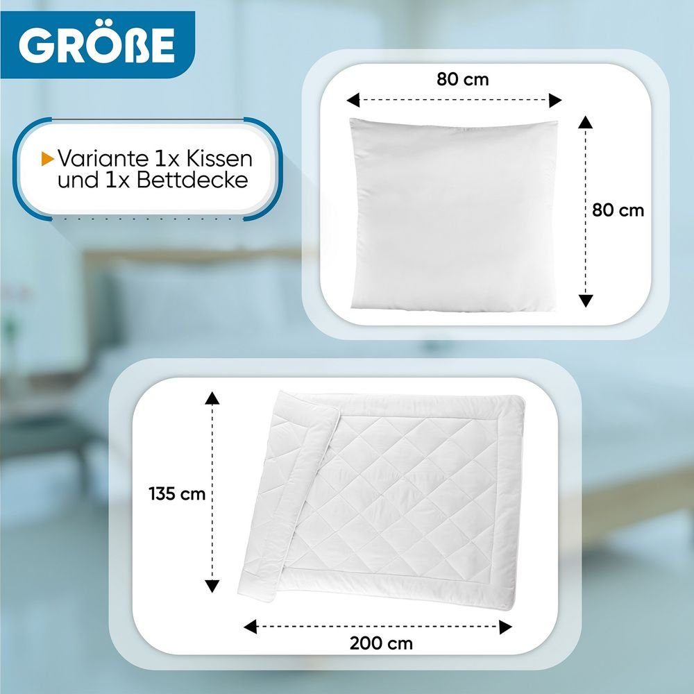 Malika Bettdecke + Kopfkissen 135x200 Bettdecken Set, Füllung: Polyester, Ganzjahresdecke, Steppbett, Steppdecke