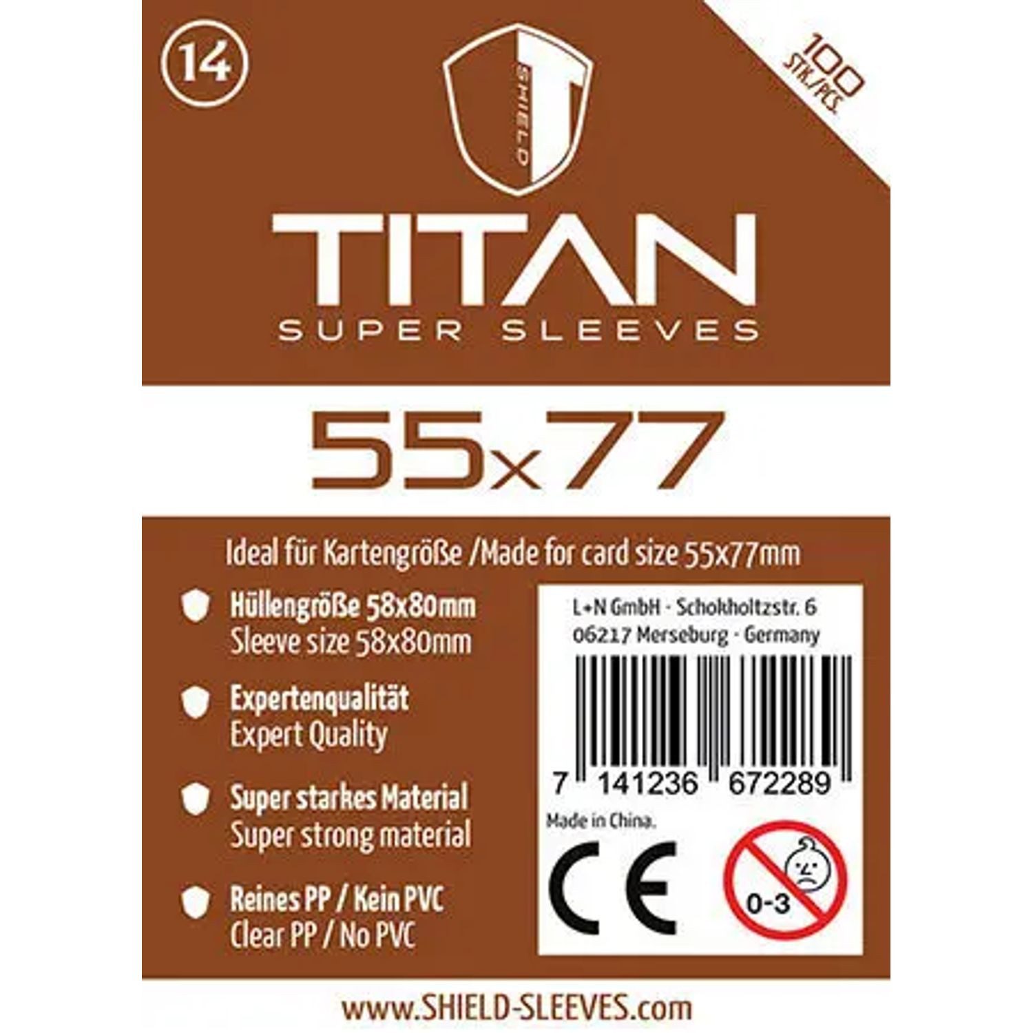SHIELD Spiel Shield Titan 14 - 100 Super Sleeves für Kartengröße 55 x 77 mm