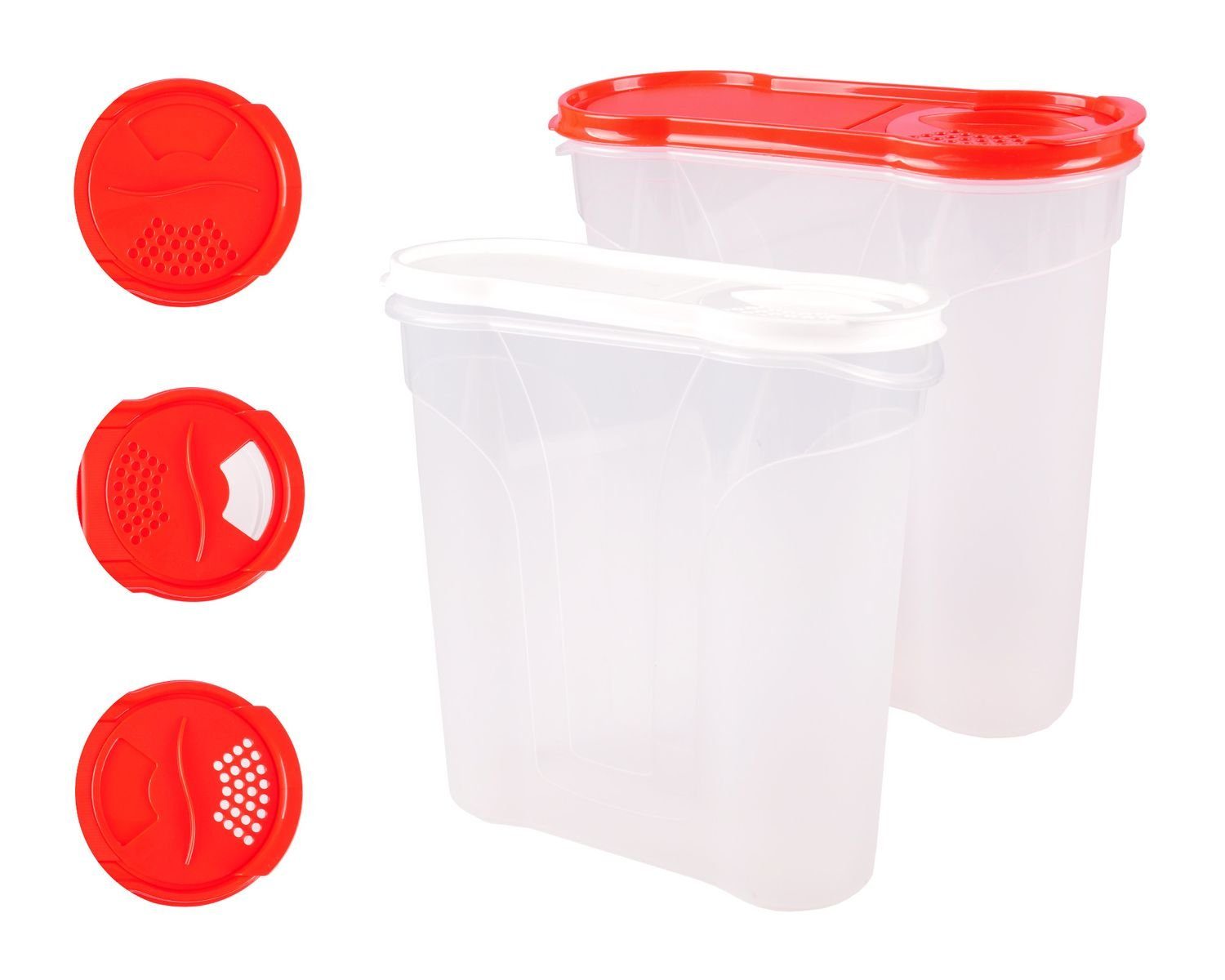 BURI Vorratsdose Rival Schüttdosen 1,3/2,4/4 L Cerealienbox Müslidose Cornflakesdose, Kunststoff