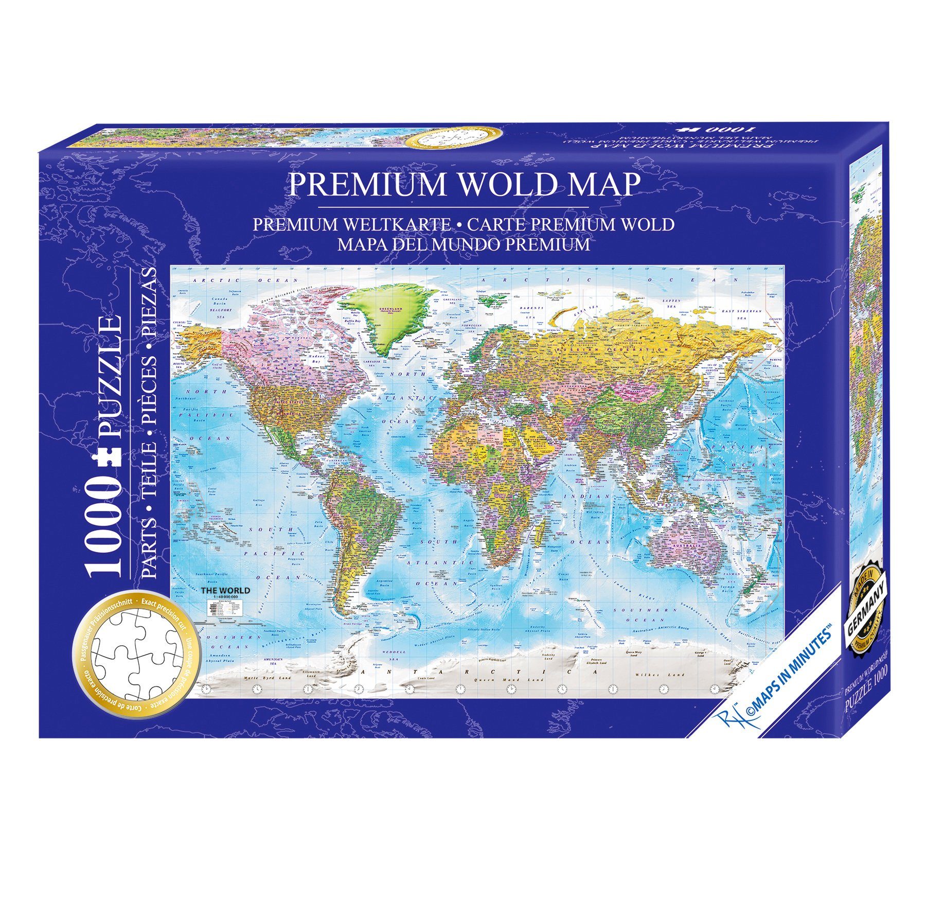 Close Up Spiel, Weltkarte Puzzle 1000 Teile MAPS IN MINUTES