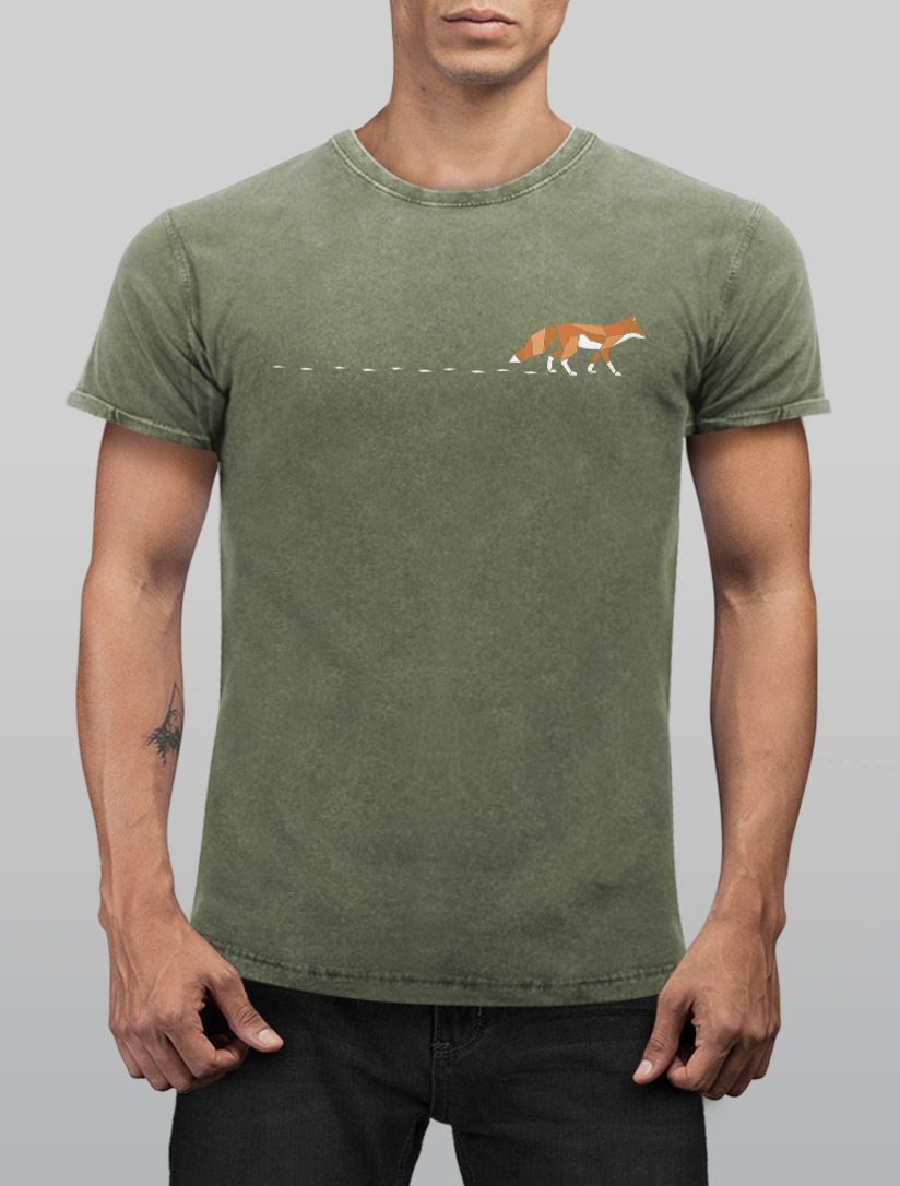 Neverless Print-Shirt Herren T-Shirt Vintage Fuchs günstig online kaufen