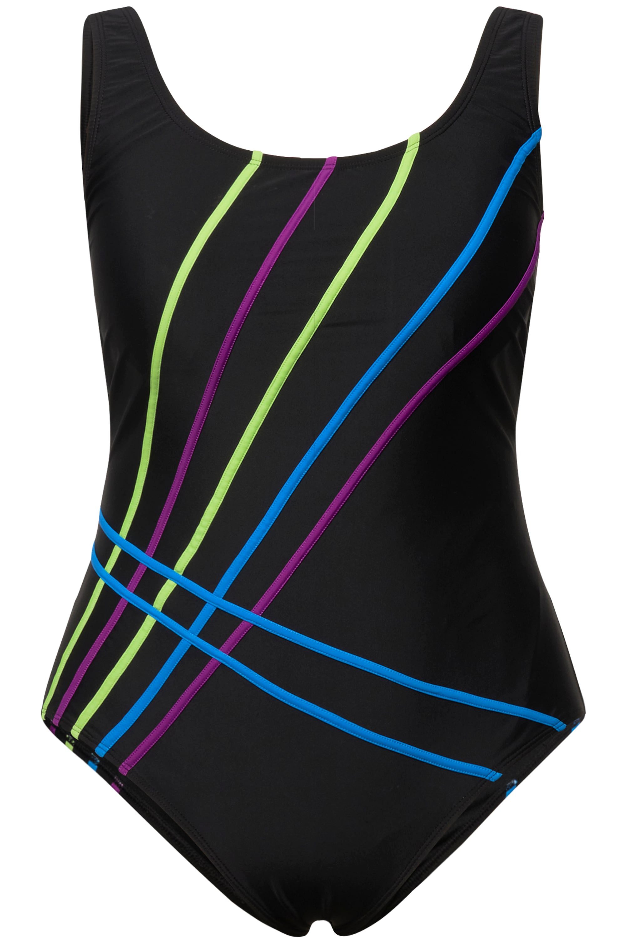 Ulla Popken Badeanzug Badeanzug Piping ohne Softcups Raffung günstig online kaufen