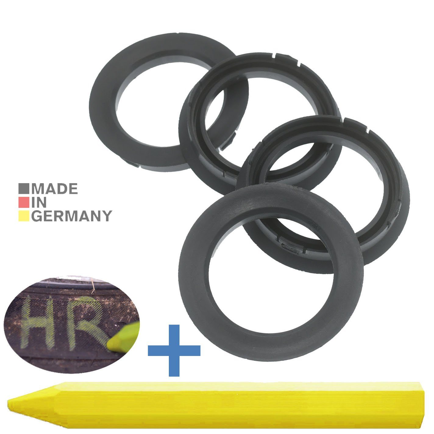 Dunkelgrau mm 56,1 RKC Maße: Ringe Zentrierringe Felgen Reifenstift Reifen 1x 74,1 4X x + Kreide,