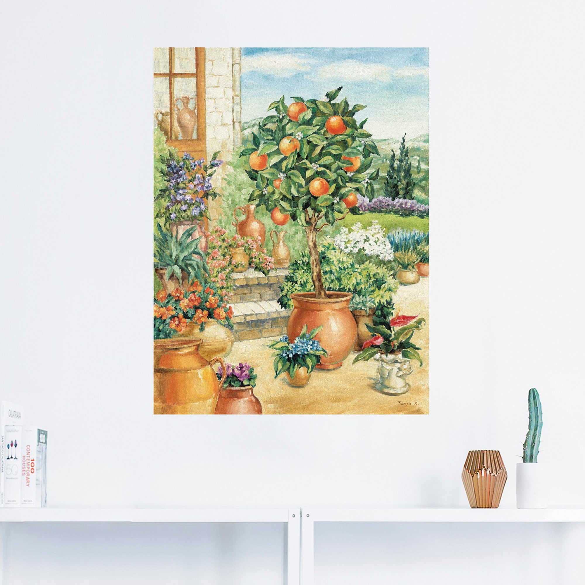 (1 Leinwandbild, versch. Garten, in Artland Orangenbaum oder im als Wandbild Alubild, Wandaufkleber St), Garten Poster Größen
