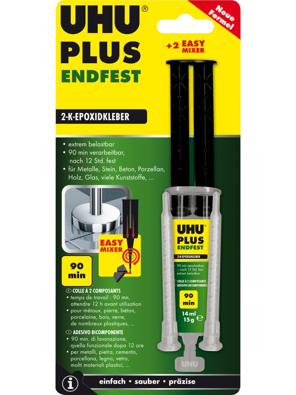 UHU Montagekleber UHU plus endfest 90 min Doppelkammerspritze inkl.
