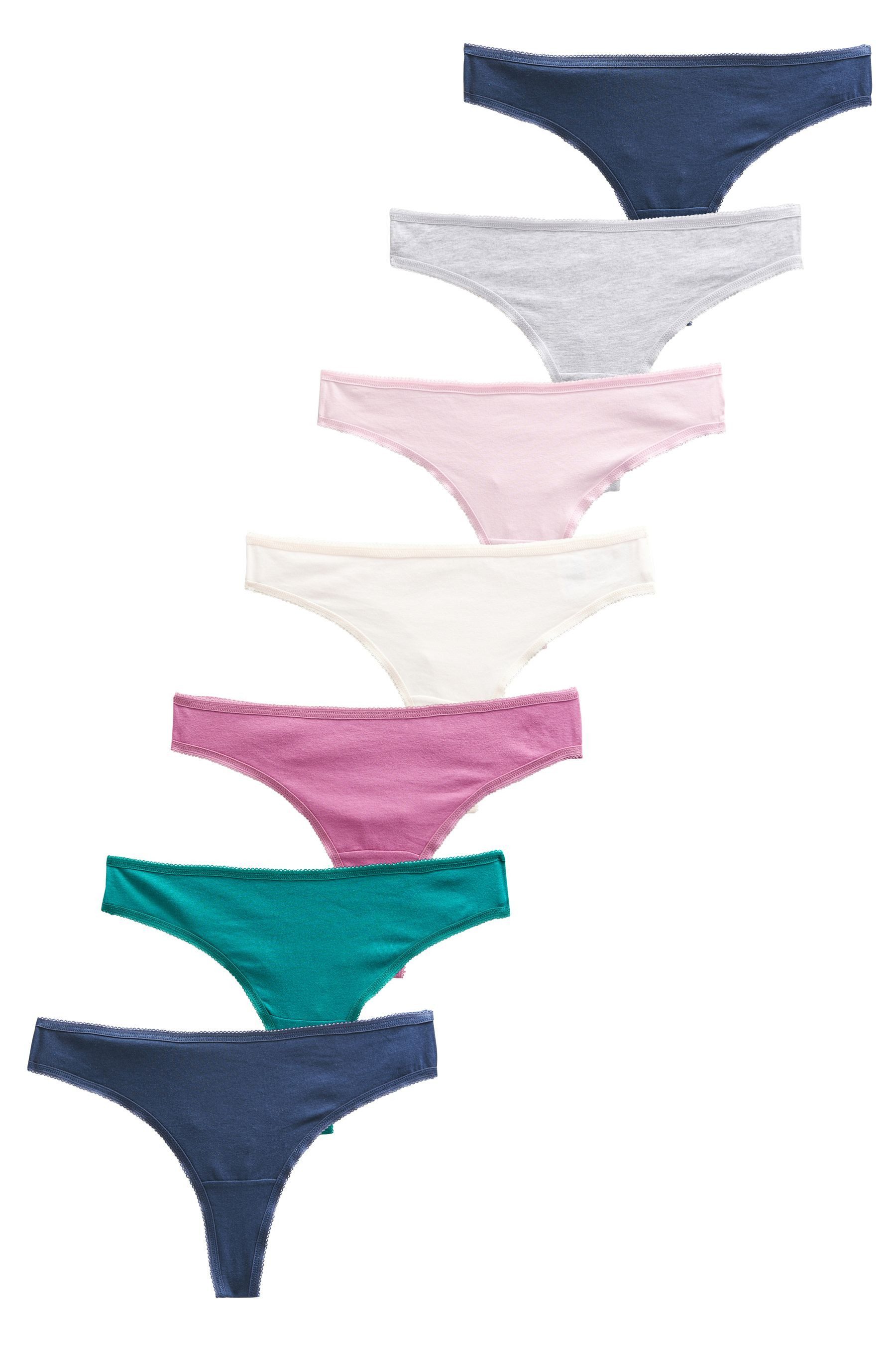 String Tanga-Slips mit hohem Baumwollanteil, 7er-Pack