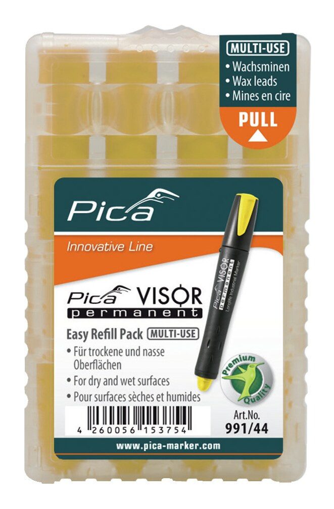 Pica Permanentmarker, (4 Stück), Minen-Set für Permanentmarker VISOR Industrial gelb