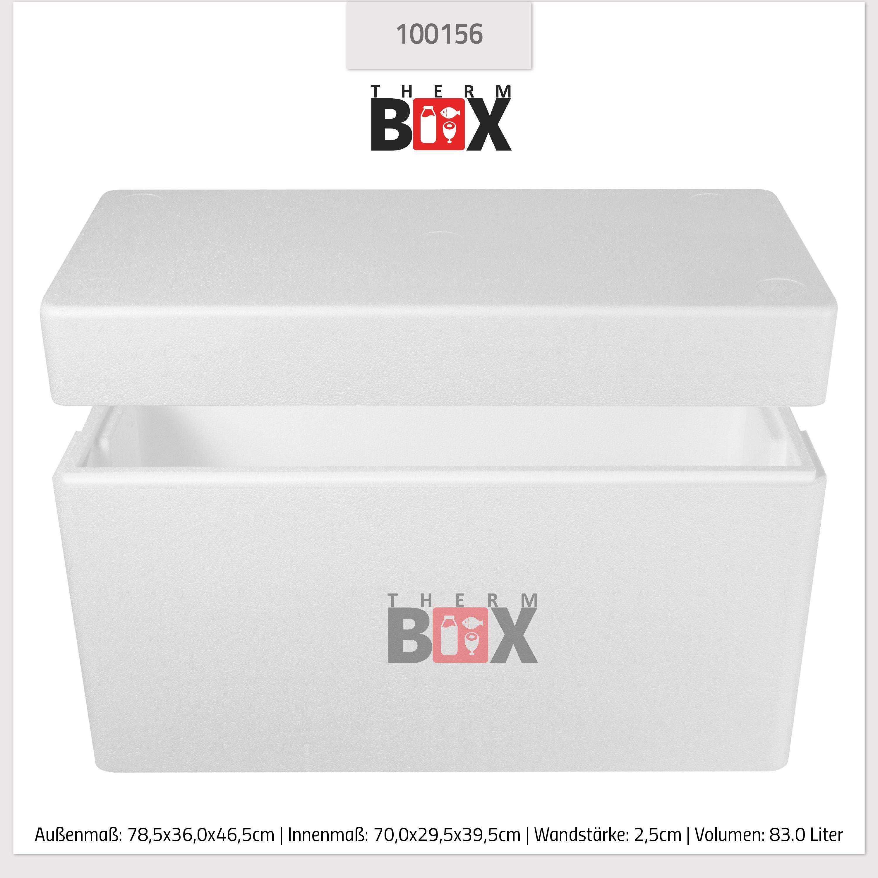 Karton), im Kühlbox Innenmaß:70x29x39cm, Thermobehälter Wand: Styropor-Verdichtet, 83L Isolierbox Thermobox Warmhaltebox mit (1, Deckel 83W Wiederverwendbar Box 2,5cm THERM-BOX 0-tlg., Styroporbox