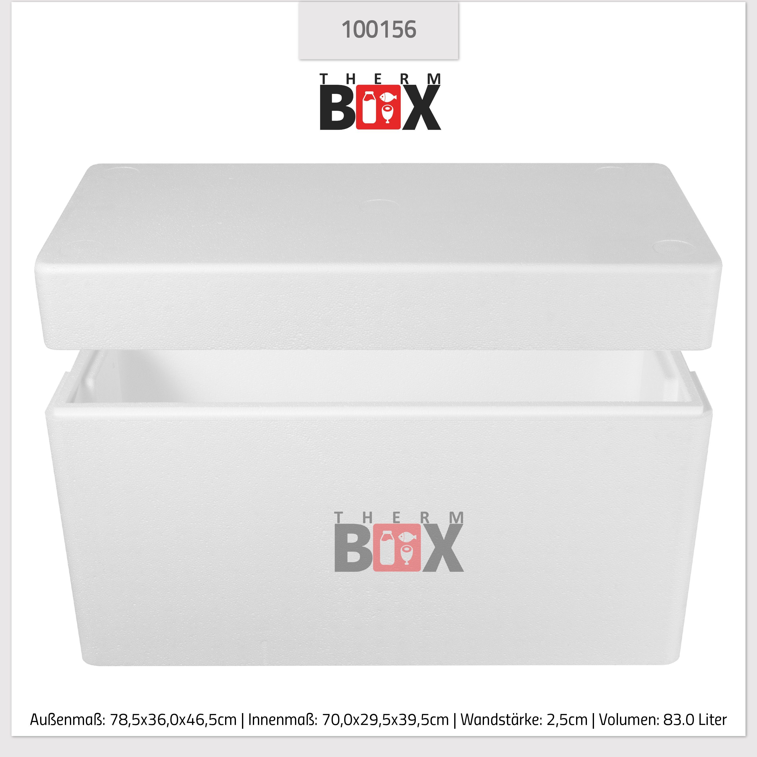 Box Thermobox Innenmaß:70x29x39cm, Deckel im mit Wiederverwendbar Karton), Kühlbox Thermobehälter Styropor-Verdichtet, Warmhaltebox 0-tlg., (1, Styroporbox 83L Isolierbox Wand: 2,5cm THERM-BOX 83W