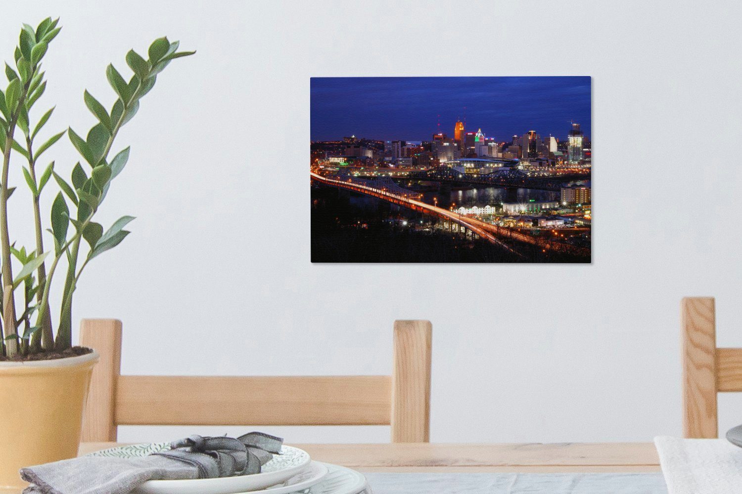 Wanddeko, Wandbild in Skyline Aufhängefertig, Cincinnati St), OneMillionCanvasses® Vereinigten Staaten Nacht, Leinwandbild bei Leinwandbilder, 30x20 (1 den Die von cm