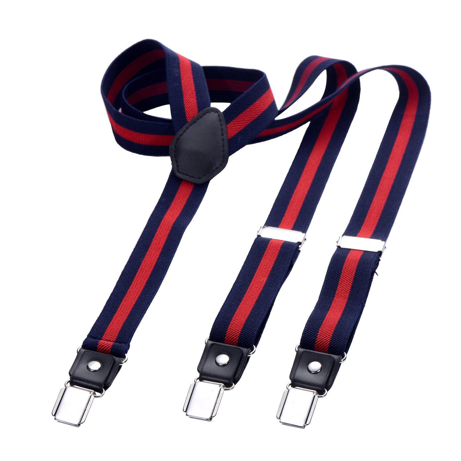 Hosenträger 2.5 elastisch 2,5 Blau-rot schmal (1-St) verstellbar 3 Herren Clipverschluß, cm Clips elastisch, DonDon® schmal DonDon mit Y-Form Y-Form, Hosenträger cm in