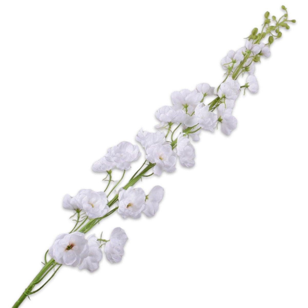 Künstliche Zimmerpflanze Seidenblume Rittersporn Delphinium Weiß (127cm), SILK-KA