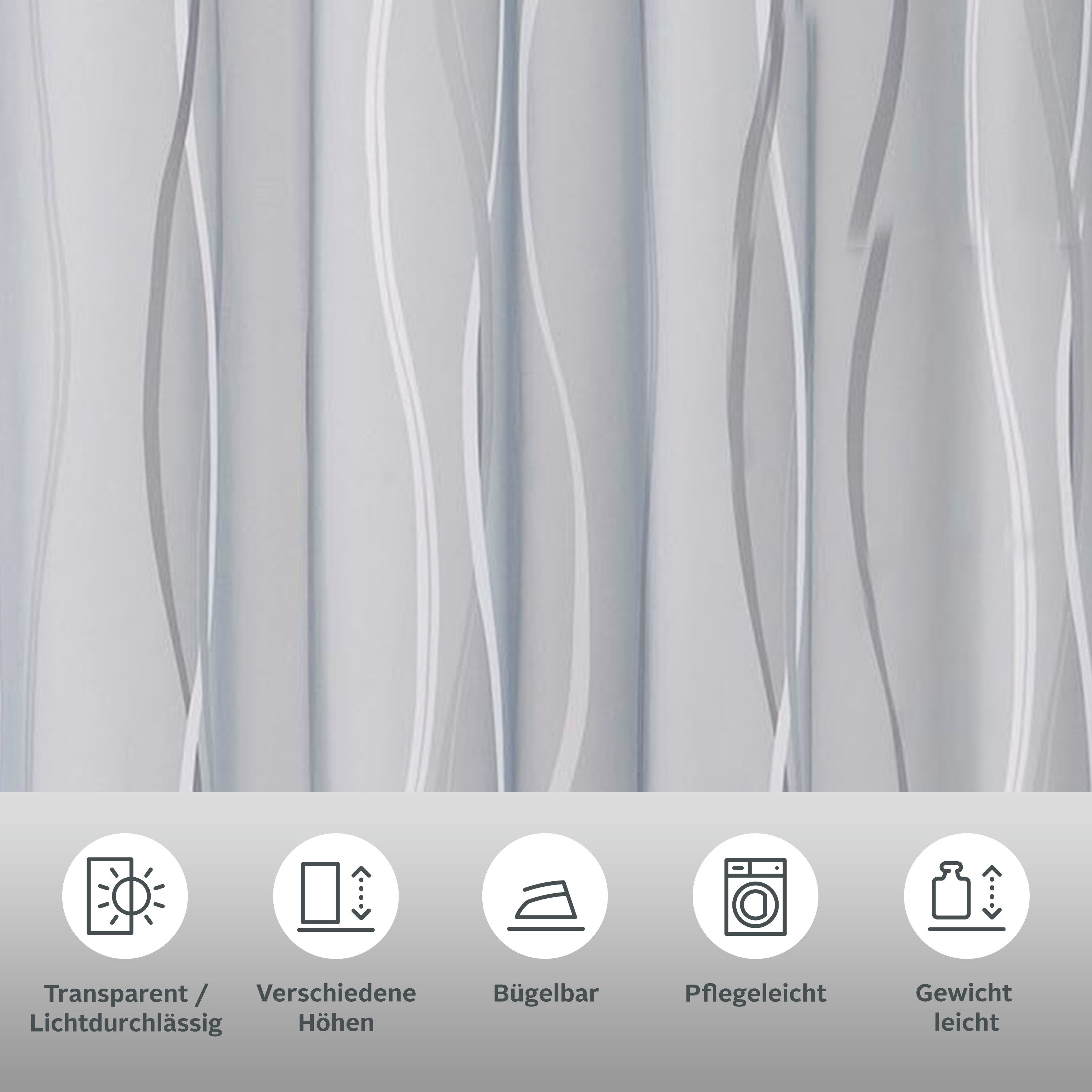 my home Gardine Dimona (2 St), Schlaufen, transparent, Voile, 2er-Set, Voil günstig online kaufen