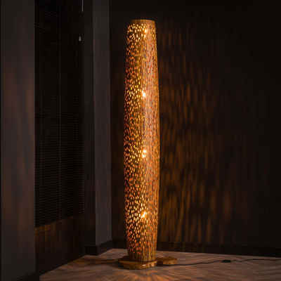famlights Stehlampe, Stehleuchte Jivan in Natur E27 4-flammig, keine Angabe, Leuchtmittel enthalten: Nein, warmweiss, Stehlampe, Standlampe