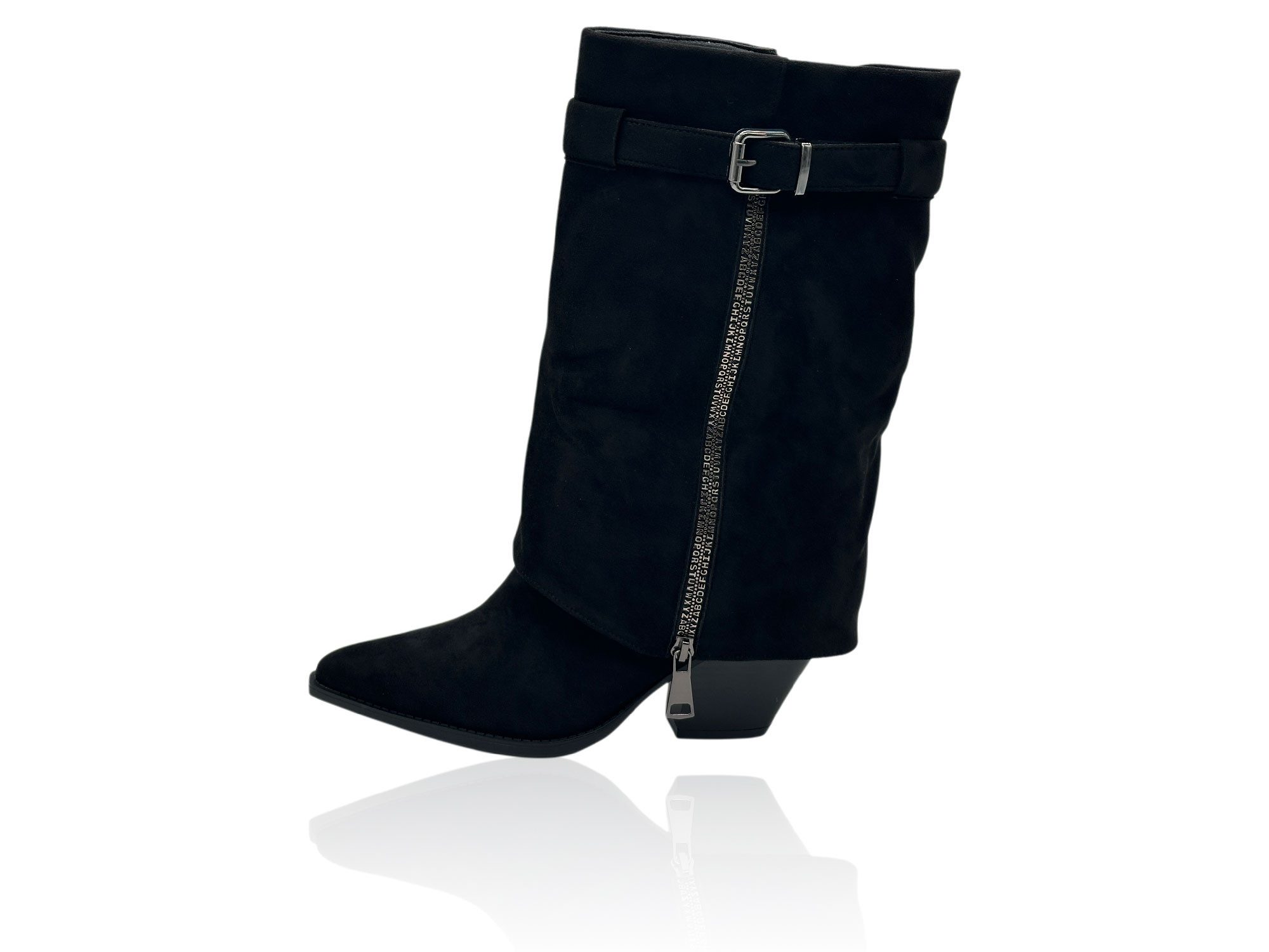 Nowaland Damen Western Stiefel mit Zierreißverschluss und Schnallendetail Westernstiefel