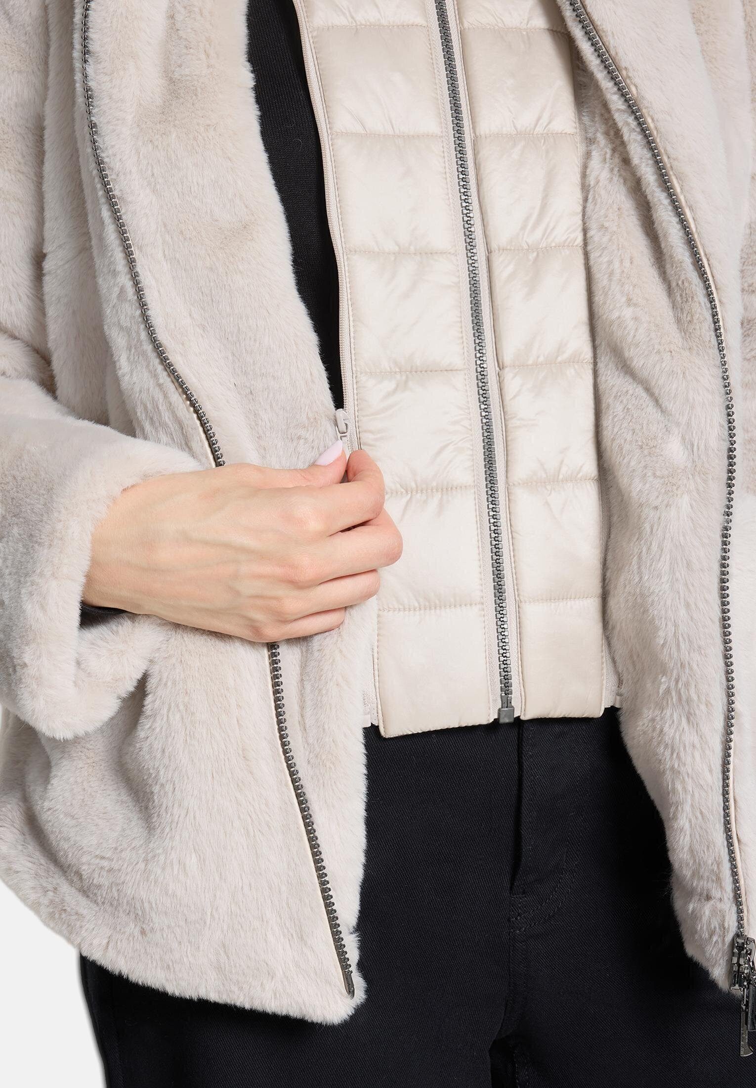 Amber & June Plüschjacke Damen mit abnehmbarem Westenteil