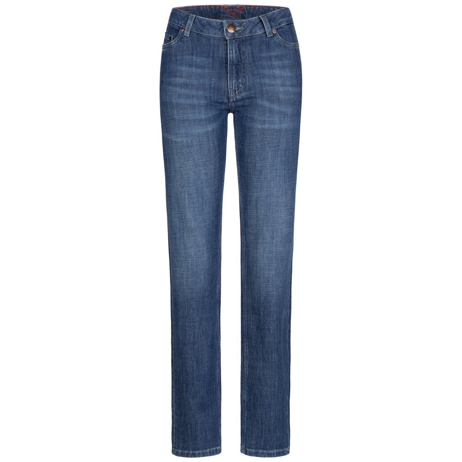 Feuervogl High-waist-Jeans fv-Fin:na, Medium High 5-Pocket-Style, Cut, Waist, Straight Waist, Blue Straight High Cut Damenjeans