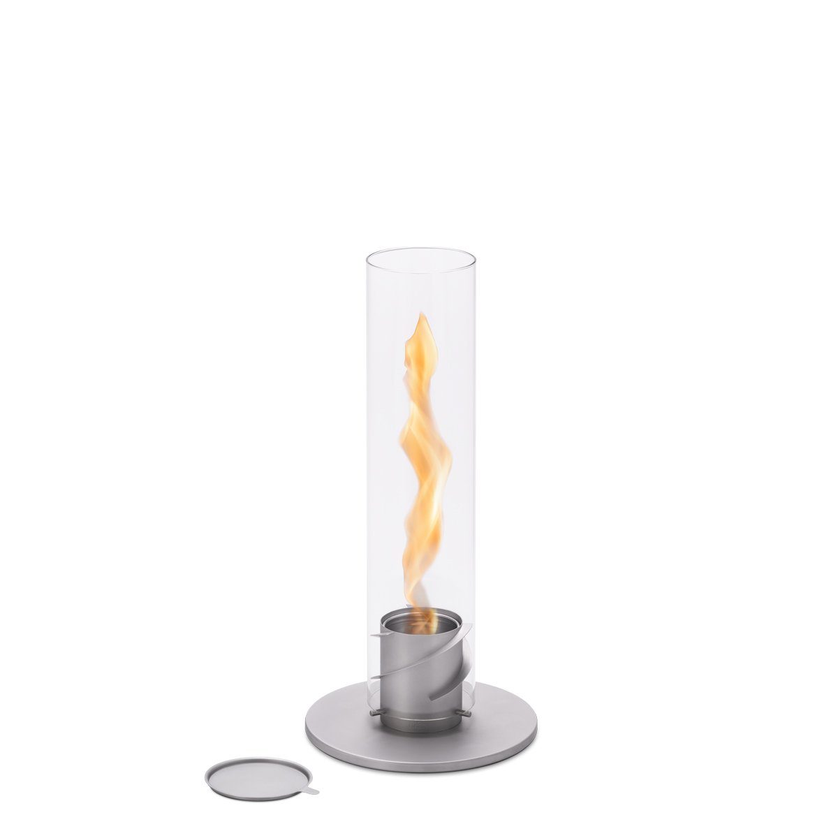 höfats Tischfeuer SPIN 90, 120 (Tischfeuer, Windlicht, Gartenfackel und Bioethanolkamin aus Edelstahl, Tischkamin für Indoor und Outdoor), strahlt angenehme Wärme ab