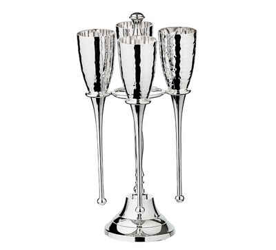EDZARD Gläser-Set Didi, Stahl, Sektflöten mit Glanz-Finish, Sektgläser-Set für Champagner, Sektkelche mit Füllmenge 200 ml, Höhe 23 cm, versilbert